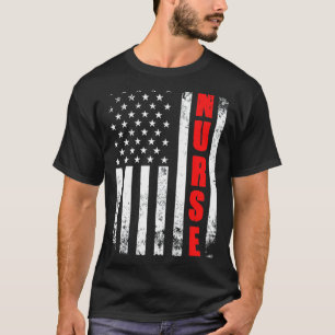 Nurse American Flag Patriotic Usa Stethoscope Job T-Shirt