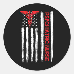 Nurse American Flag Rn Mental Health Psych Nurse  Classic Round Sticker