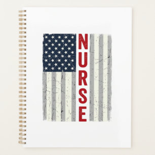 Nurse American Flag Vintage Engraving Shirt Design Planner