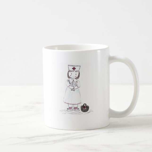 Nurse and Kitten Coffee Mug (Right)