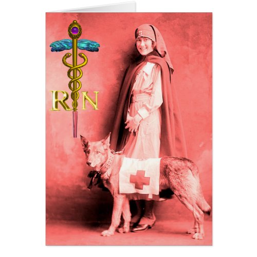 NURSE AND RESCUE DOG Gold Caduceus RN Emblem