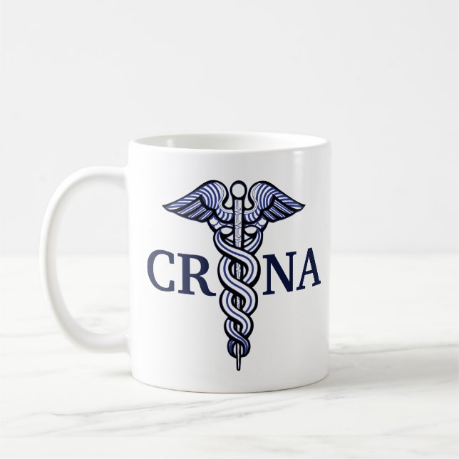 Nurse Anesthetist Caduceus Customizable Name 11oz Coffee Mug (Left)