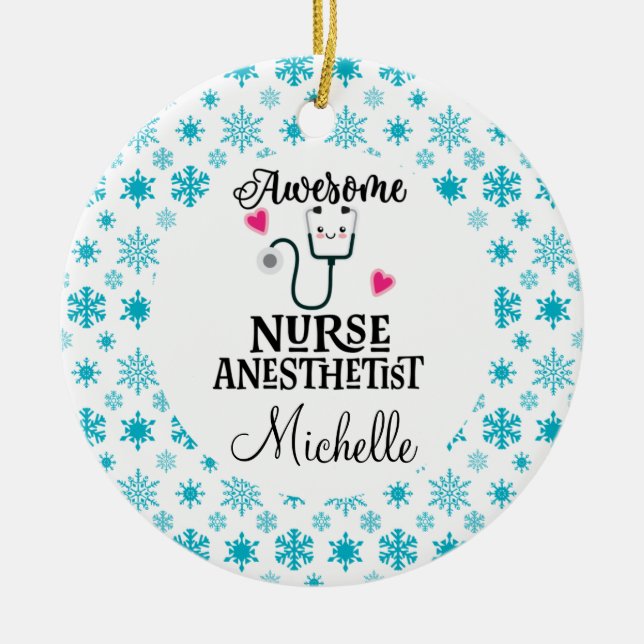 Nurse Anesthetist Custom Gift Ceramic Ornament (Front)