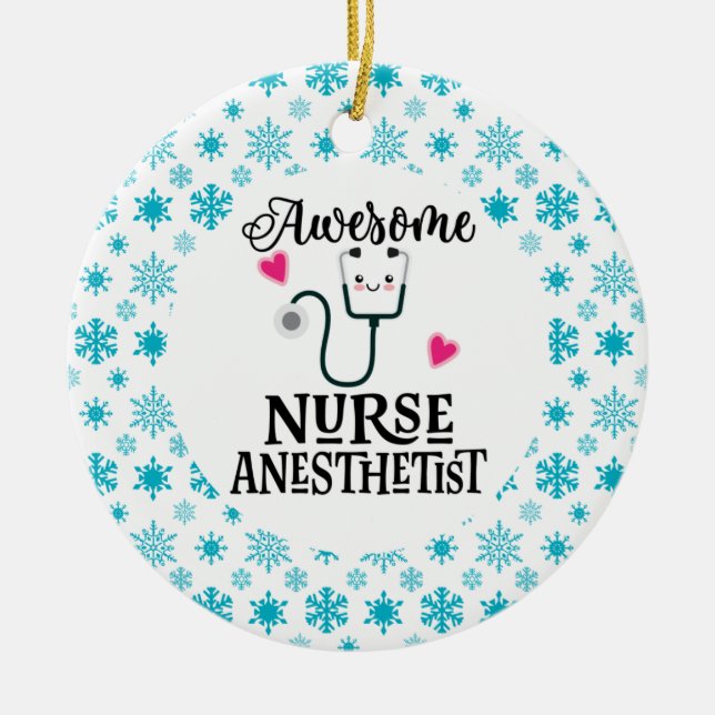 Nurse Anesthetist Gift Ceramic Ornament (Front)