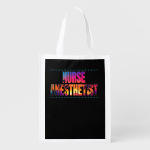 Nurse Anesthetist Job Title Profession Sunset Retr Grocery Bag
