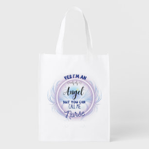 Nurse Angel Wings Reusable Grocery Bag