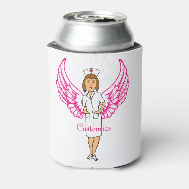 Nurse Angel Wings Thunder_Cove Can Cooler (Can Back)