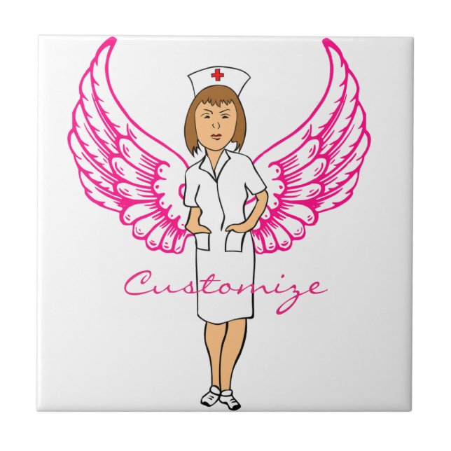 Nurse Angel Wings Thunder_Cove Ceramic Tile (Front)