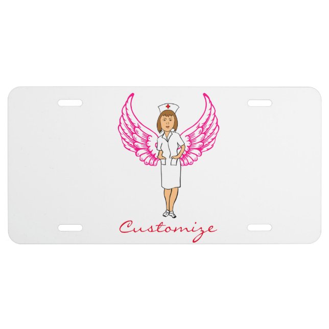 Nurse Angel Wings Thunder_Cove License Plate (Front)
