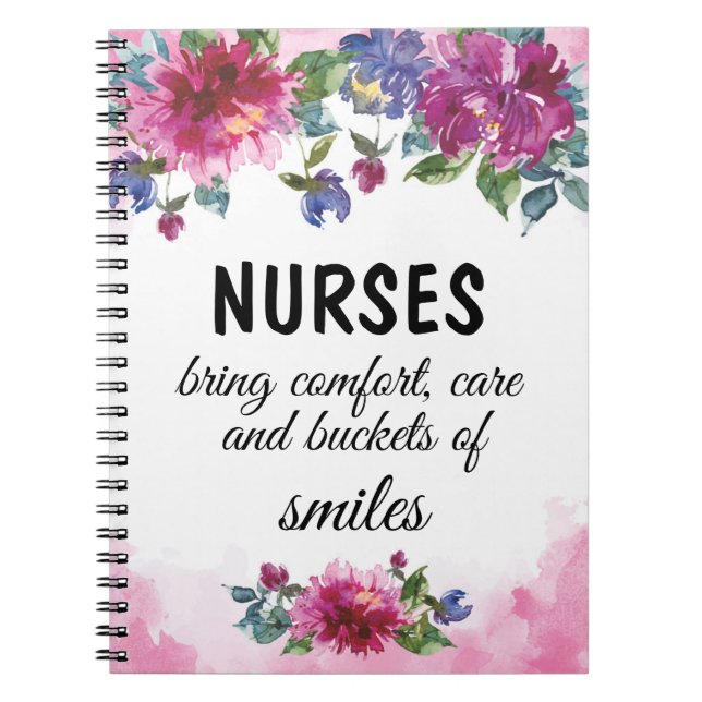 Nurse Appreciation Gift Floral Feminine design Notebook (Front)