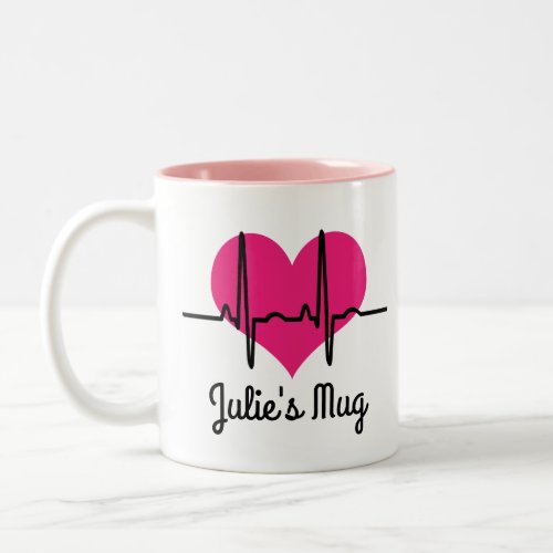 Nurse Appreciation Heartbeat Personalized Two_Tone Coffee Mug