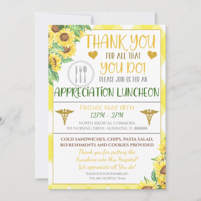 Nurse Appreciation Luncheon Invitation (Front)