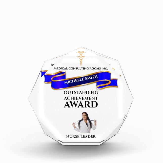 Nurse appreciation medical excellence blue banner acrylic award (Front)