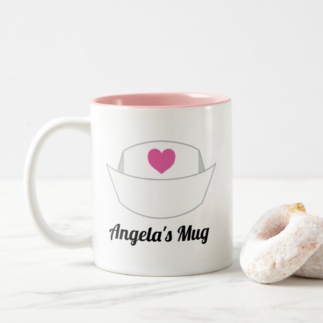 Nurse Appreciation Nursing Gift Personalized Two-Tone Coffee Mug (With Donut)