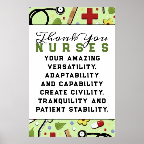 Nurse Appreciation Thank You Poster