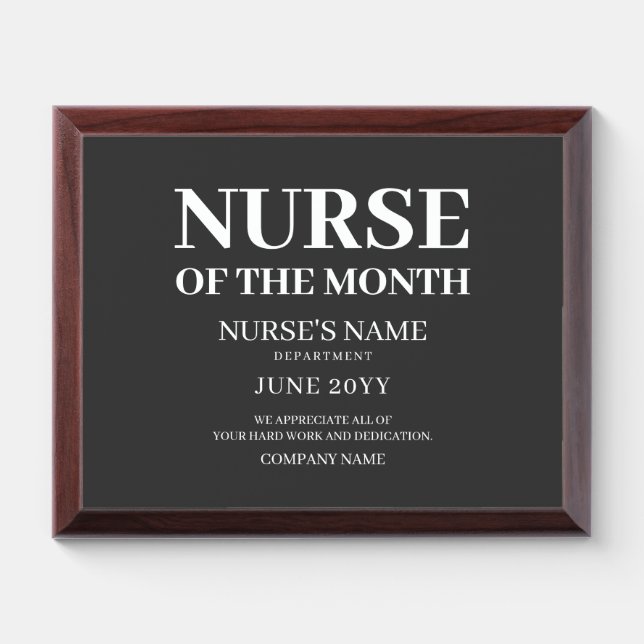 Nurse Appreciation Thank You Recognition Employee Award Plaque (Horizontal)