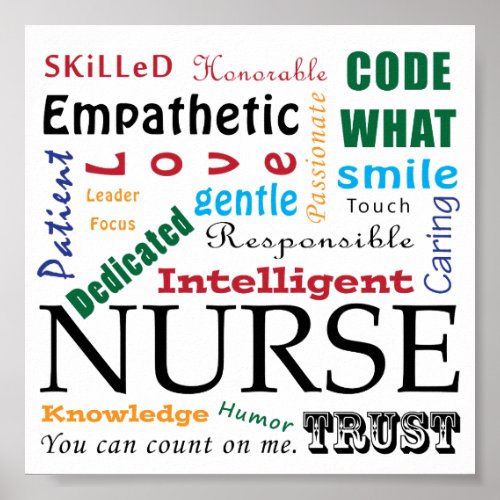 NURSE ART PRINTS Words Describe Nurses artwork