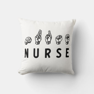 Nurse ASL hand sign language Nursing Grad RN gifts Throw Pillow