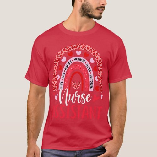 Nurse Assistant Rainbow Valentines Day Nurses Aide T_Shirt