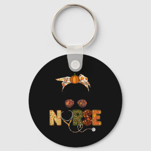 Nurse Autumn Fall Thanksgiving Stethocope Scrub RN Keychain