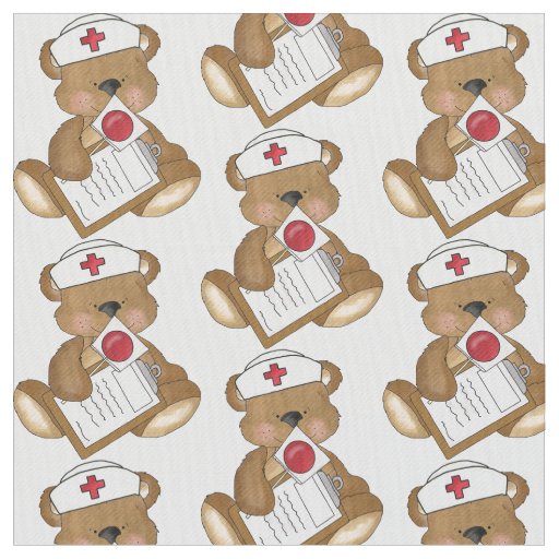 Nurse Bear Cartoon Pima cotton fabric
