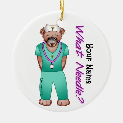 Nurse Bear Ceramic Ornament