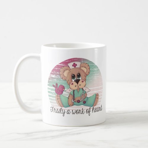 Nurse Bear Cute Modern Work Of Heart Coffee Mug