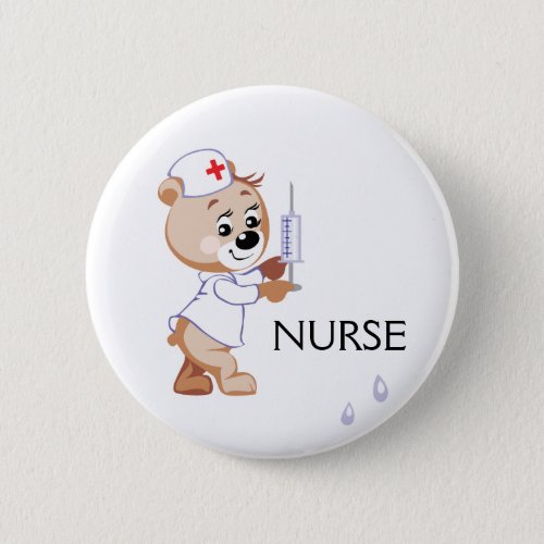 Nurse Bear Pinback Button