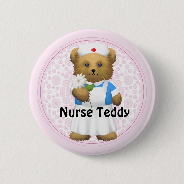 Nurse Bear - Teddy Bear Pinback Button (Front)