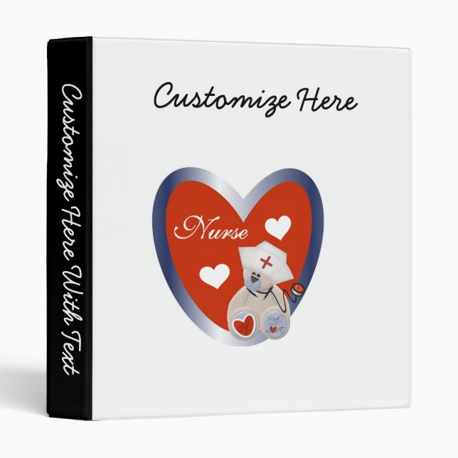 Nurse Bear With Heart T-shirts and Gifts Binder (Front/Spine)