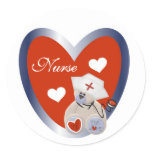 Nurse Bear With Heart T-shirts and Gifts Classic Round Sticker