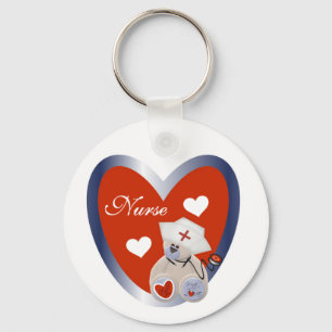 Nurse Bear With Heart T-shirts and Gifts Keychain