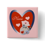 Nurse Bear With Heart T-shirts and Gifts Pinback Button