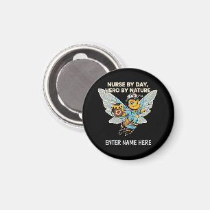 Nurse Bee Hero Retro Cartoon Medical Healthcare Magnet