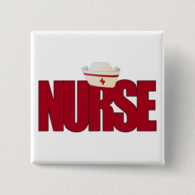 NURSE BIGRED with Cap Pinback Button (Front)