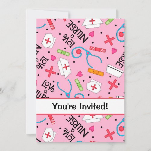 Nurse Birthday Party Celebration Pink Invitation