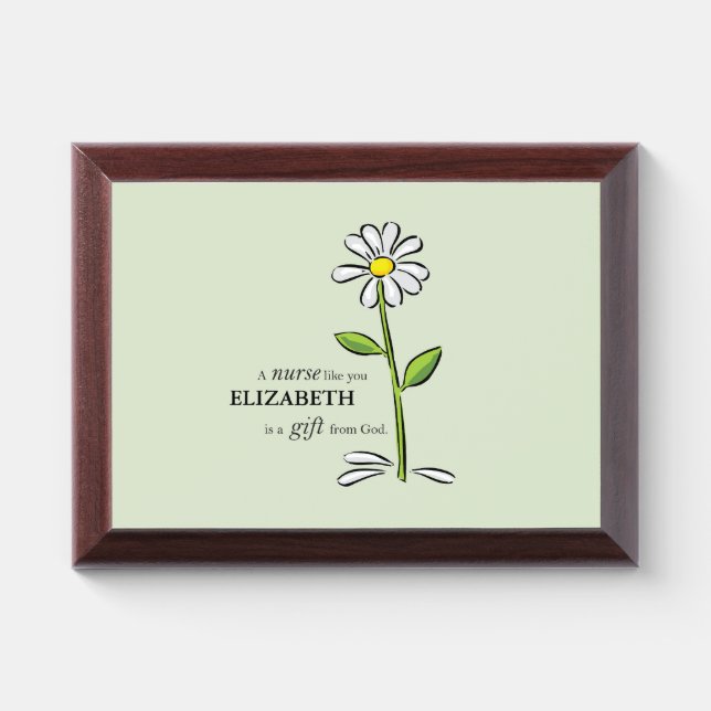 Nurse Birthday Religious Green Daisy Personalized Award Plaque (Horizontal)