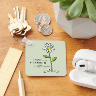 Nurse Birthday Religious Green Daisy Personalized Keychain