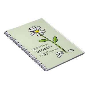 Nurse Birthday Religious Green Daisy Personalized Notebook