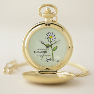 Nurse Birthday Religious Green Daisy Personalized Pocket Watch