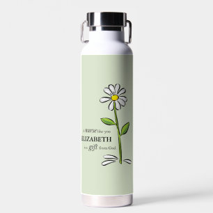 Nurse Birthday Religious Green Daisy Personalized Water Bottle