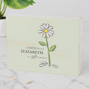 Nurse Birthday Religious Green Daisy Personalized Wooden Box Sign