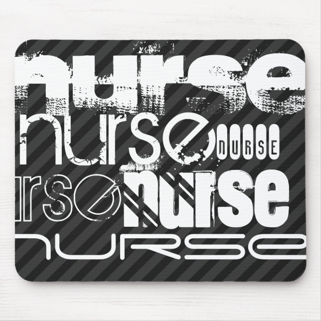Nurse; Black & Dark Gray Stripes Mouse Pad (Front)