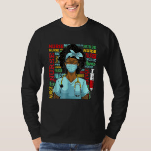 Nurse Black Women Black History Afro African Pride T-Shirt