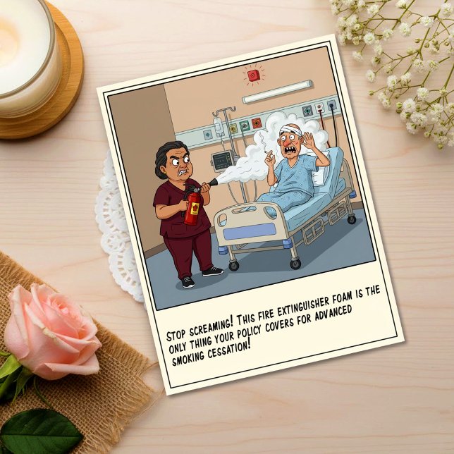 Nurse Blasts Patient With Extinguisher Get Well Postcard (Creator Uploaded)