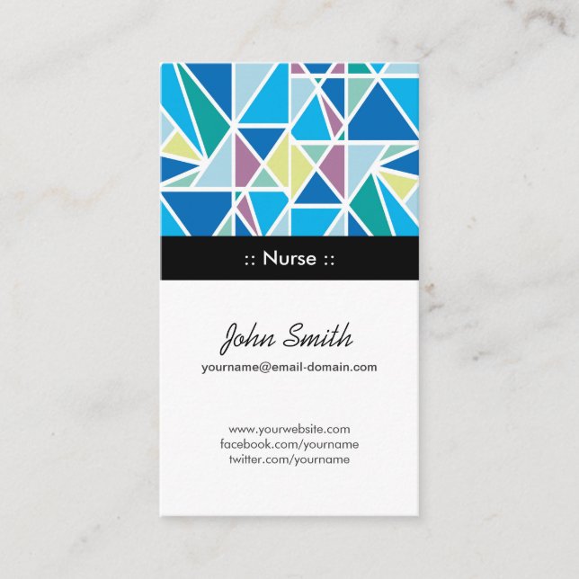 Nurse - Blue Abstract Geometry Business Card (Front)