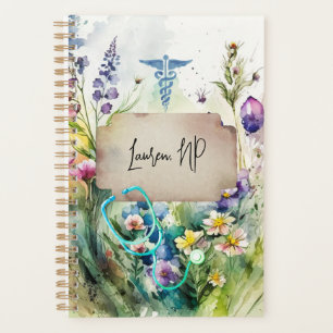 Nurse Boho Watercolor Wildflower Floral Student Planner