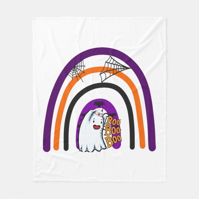 Nurse Boo Crew Funny Nurses Halloween Matching Fleece Blanket (Front)