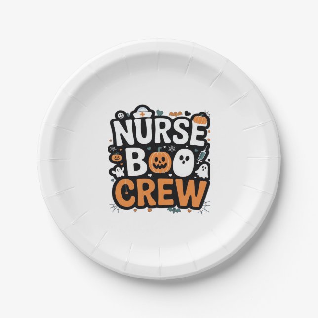 Nurse Boo Crew  Halloween Healthcare Hero  Spooky  Paper Plates (Front)