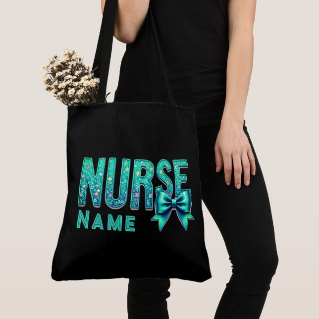 NURSE Bow Design – Elegant Nurse Custom Tote Bag (Close Up)